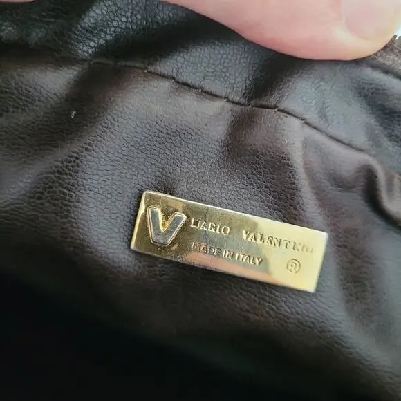 Mario Valentino Bag Clutch Unisex Vintage Pouch Zip Italian Brown Logo Handbag - Picture 5 of 12